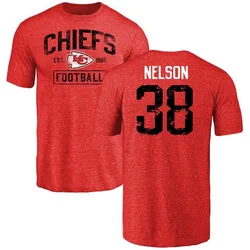 Steven Nelson Kansas City Chiefs Men's Red Distressed Name & Number Tri-Blend T-Shirt