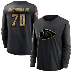 Tremayne Anchrum Jr. Kansas City Chiefs Women's Black 2020 Salute To Service Sideline Performance Long Sleeve T-Shirt