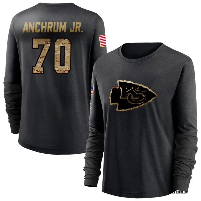 Tremayne Anchrum Jr. Kansas City Chiefs Women's Black 2020 Salute To Service Sideline Performance Long Sleeve T-Shirt