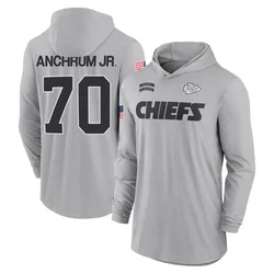 Tremayne Anchrum Jr. Kansas City Chiefs Youth Gray 2024 Salute to Service Lightweight Performance Long Sleeve Hooded T-Shirt