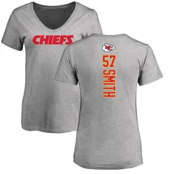 Tyreke Smith Kansas City Chiefs Women's Backer V-Neck T-Shirt - Ash