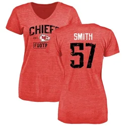 Tyreke Smith Kansas City Chiefs Women's Red Distressed Name & Number Tri-Blend V-Neck T-Shirt