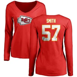 Tyreke Smith Kansas City Chiefs Women's Red Name & Number Logo Slim Fit Long Sleeve T-Shirt -