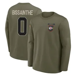 Wesley Bissainthe Kansas City Chiefs Youth Olive 2025 Salute to Service Sideline Coaches Long Sleeve T-Shirt